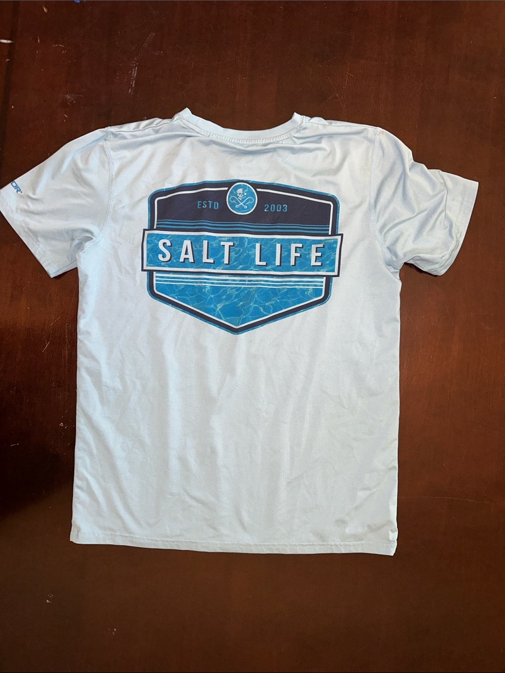 Salt Life Pale Blue Short Sleeve Tee with Blue Graphic